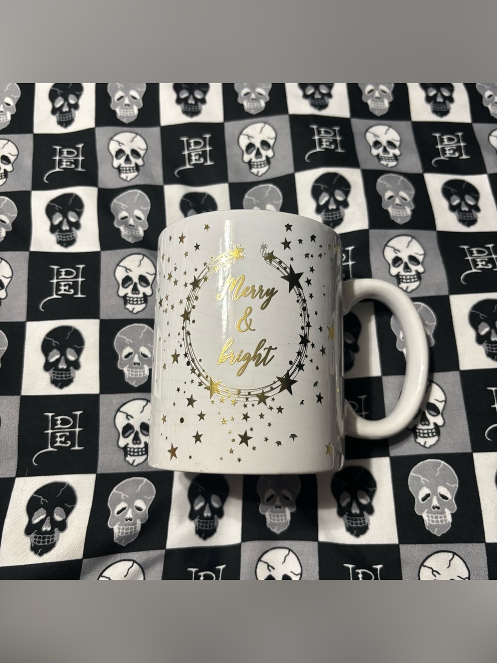 🎃5 for $25🎃 Basic Merry & Bright White and Gold Christmas Holiday Mug